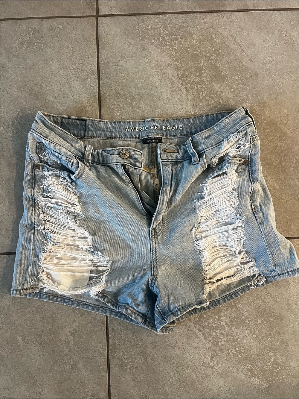 American Eagle Outfitters Light Wash Distressed Denim Shorts